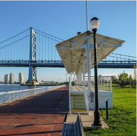 Covered walkway along the water